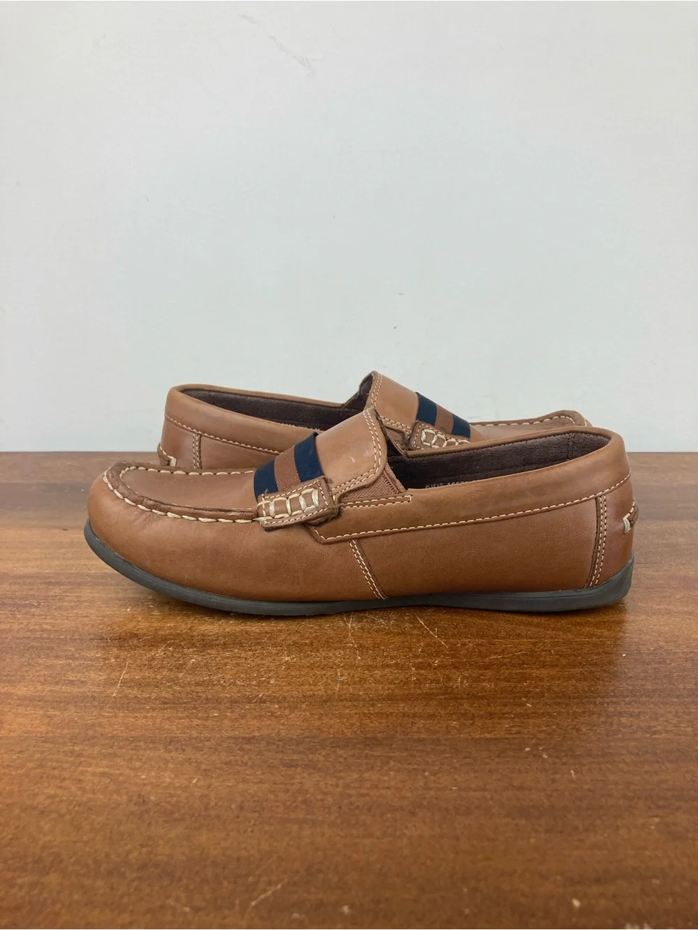 Florsheim Jasper Strap JR Brown Leather Loafers Dress Shoes 16680 Kids 4M.